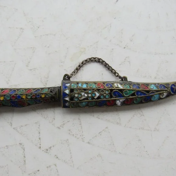 Antique French Cloisonné Knife and Sheath